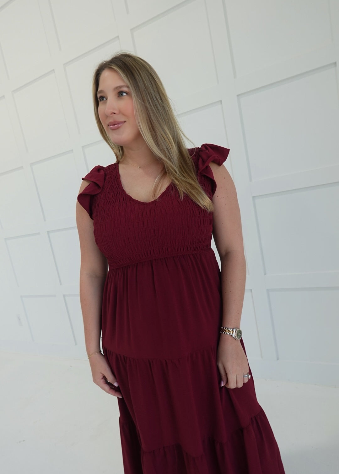 Valor Midi Dress - Burgundy