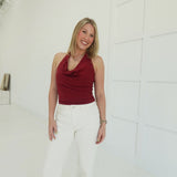 Black Jack Halter Top - Burgundy
