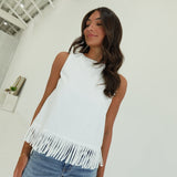Fringe of Mine Top - White