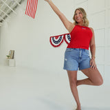 Beaded Flag Tank - Red