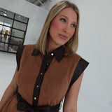 Marlowe Multimedia Dress - Camel