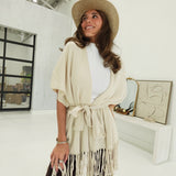 Aspen Fringe Kimono - Oatmeal