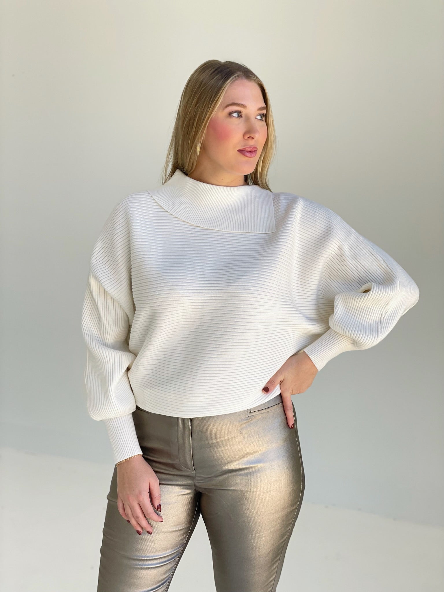 Foldover Sweater - Ivory