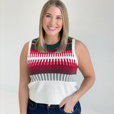 Aarya Sweater Vest - White Green Multi