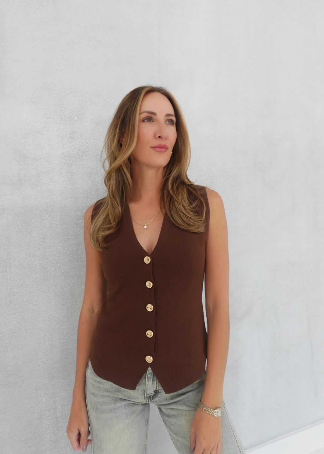 On My Books Vest Top - Mocha