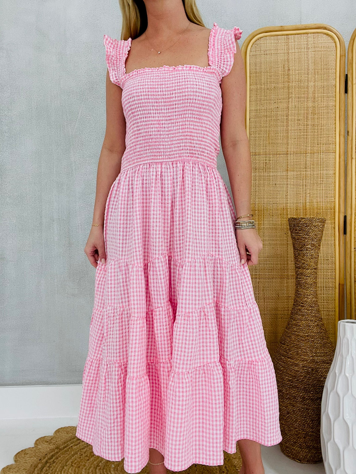 Between The Lines Midi Dress - Pink