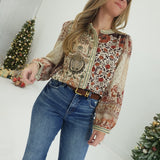 Ray Patchwork Top - Mocha Cream