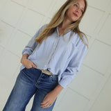 Quirky Button Down Top - Blue