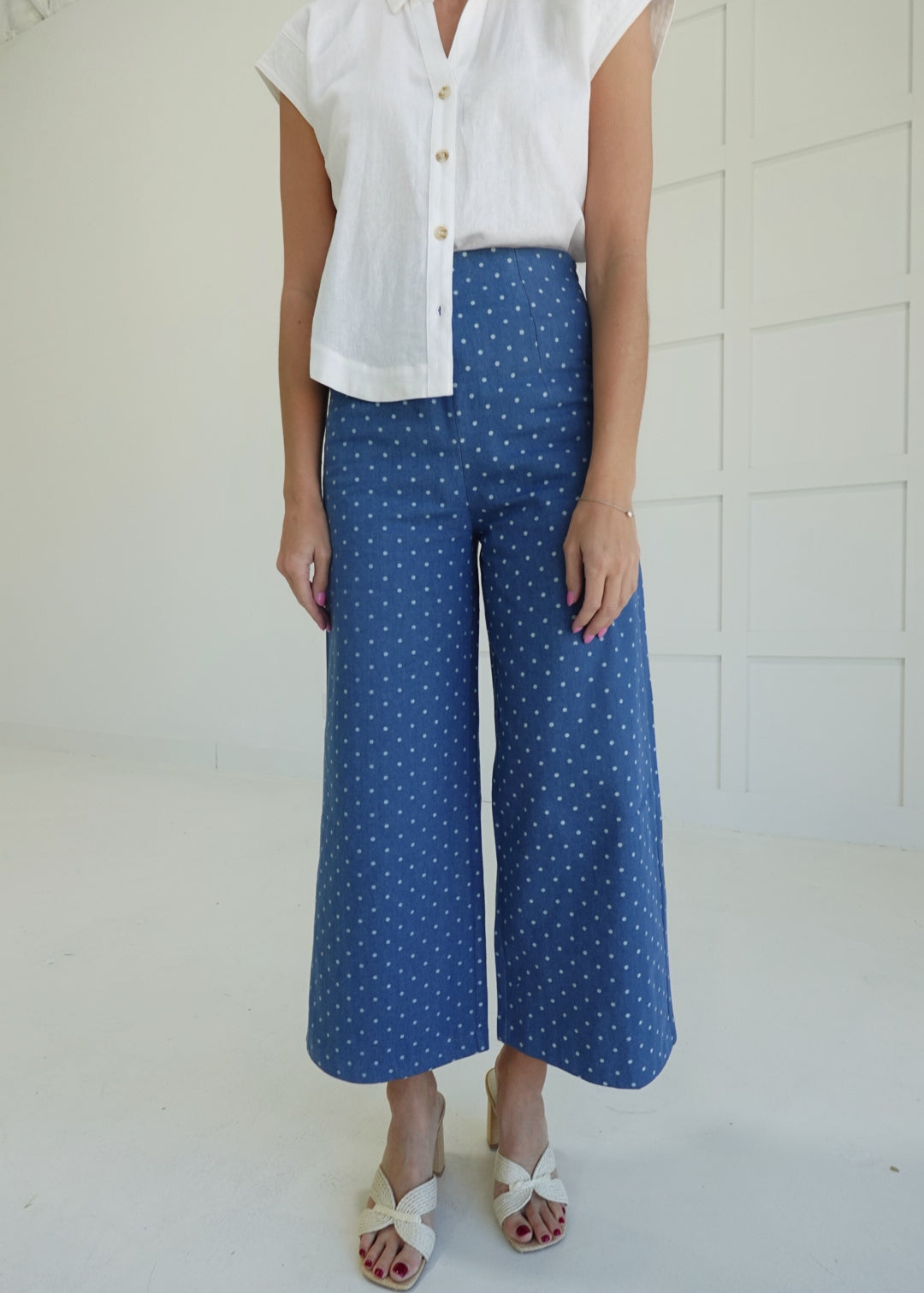 Priscock Polka-Dot Pants - Sky