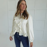 Charmer Ruffle Top - Cream