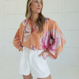 Riviera Palm Blouse - Coral