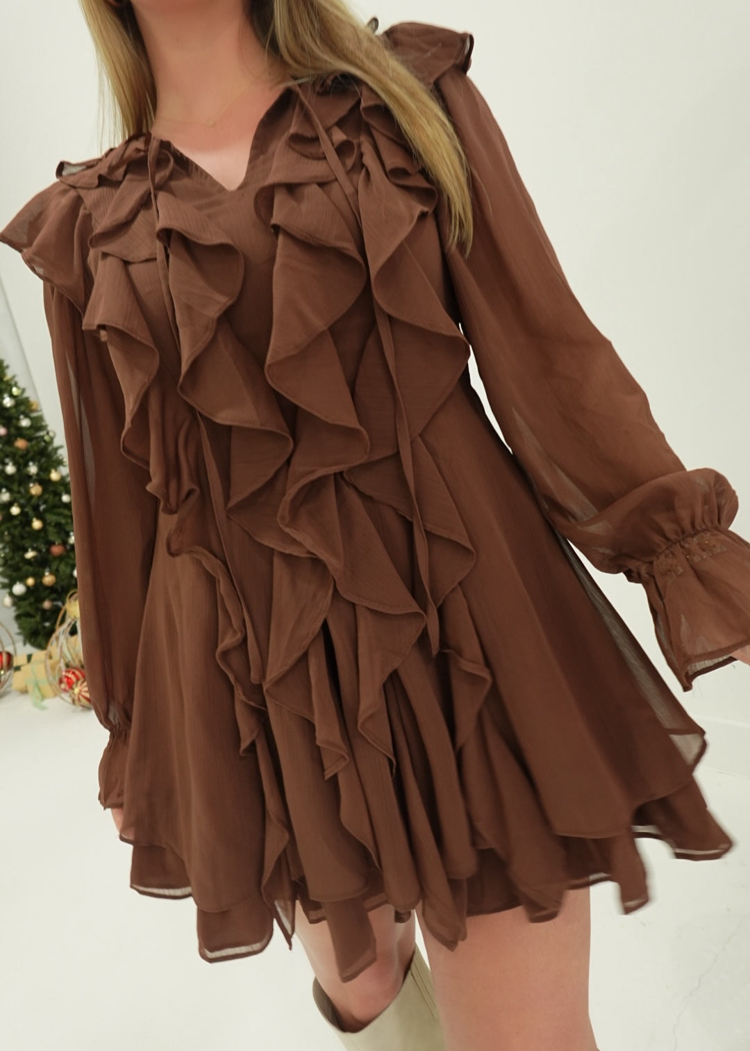 Sweet Whirl Of Mine Dress - Dk Mocha