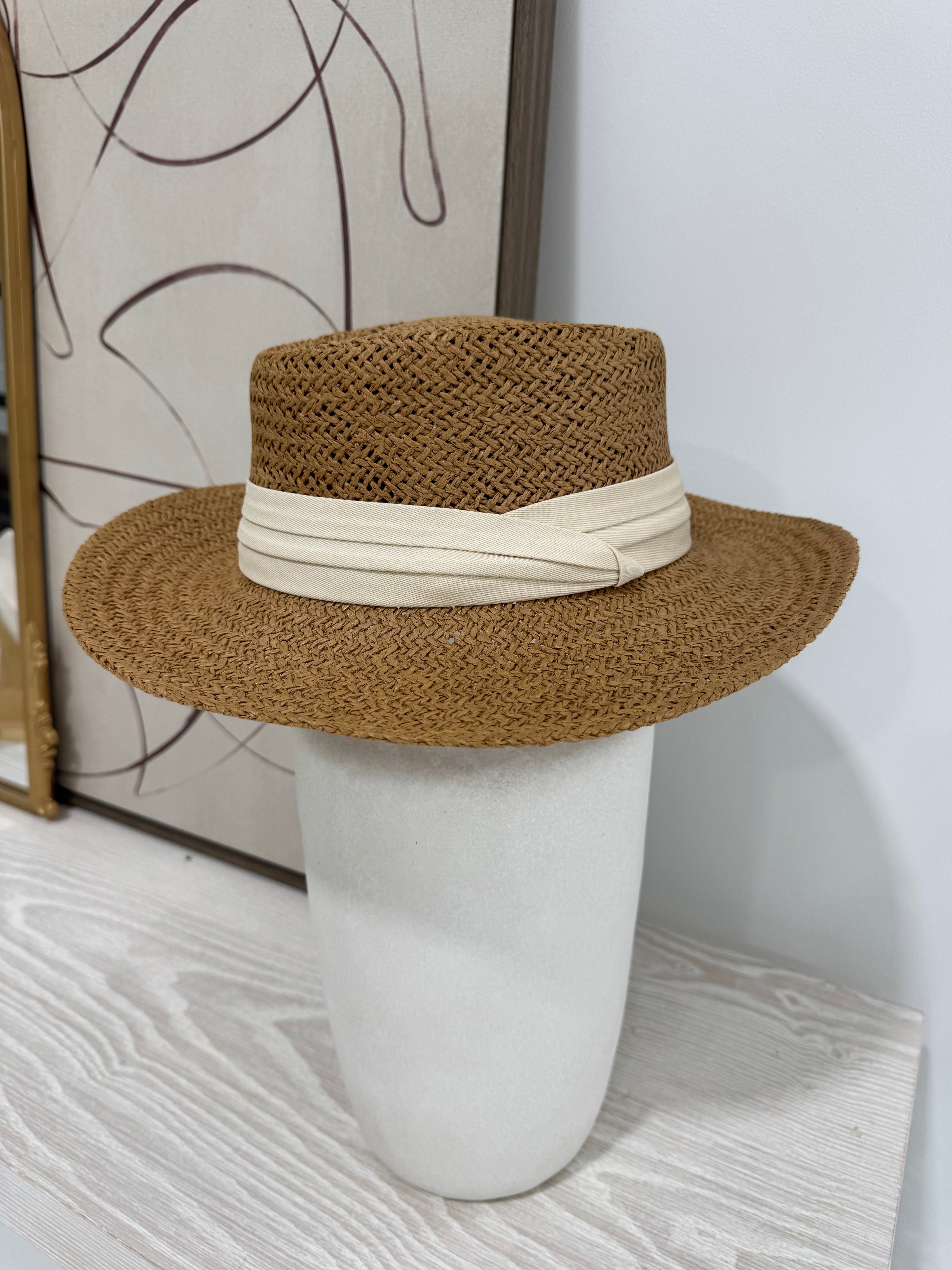 Straw Fedora - Khaki/Beige