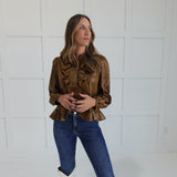Charmer Ruffle Top - Brown