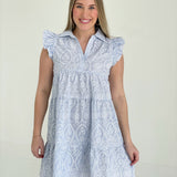 Youthful Embroidered Dress - Blue