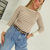 Verna Striped Sweater - Light Khaki