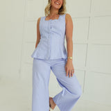 Lamar Peplum Set - Powder