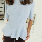 Janie Peplum Sweater - Lt Blue