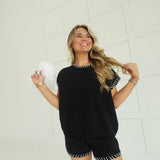Whipstitch Sweater Set - Black