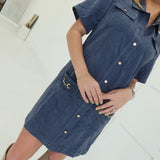 Colter Mini Dress - Denim Blue