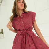 Housewives Mini Dress - Brown/Fuchsia