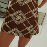 Camille Paisley Skort - Brown