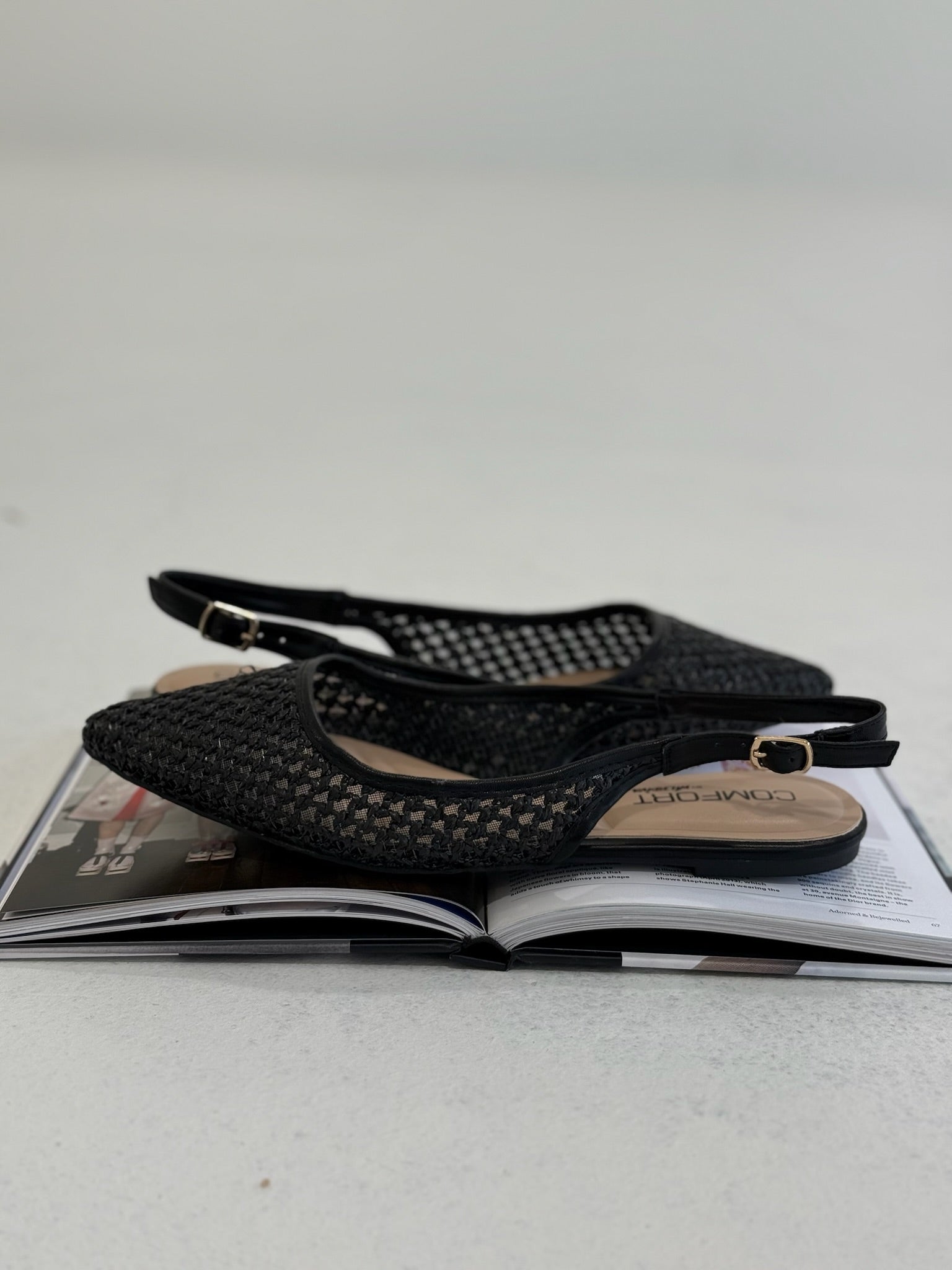 Sela Woven Slingback Sandal - Black