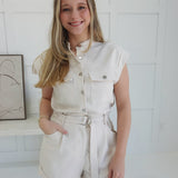 Baldwin Belted Romper - Cream