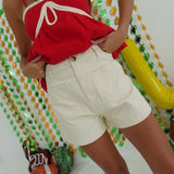 Natalie High Waisted Shorts - Ecru