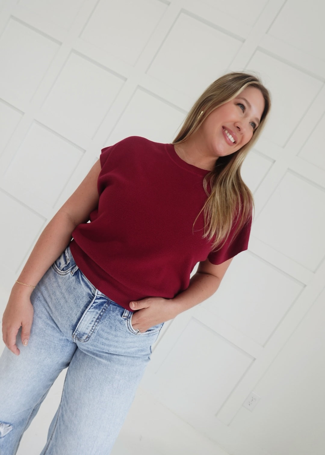 Mabry Sweater Top - Cabernet