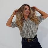 Hometowns Plaid Top - Black