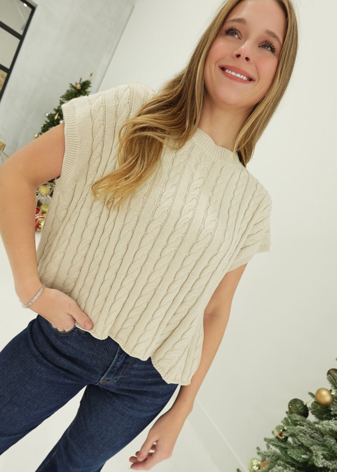 Late Escape Sweater Top - Natural