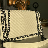 Chain Detail Shoulder Bag - White