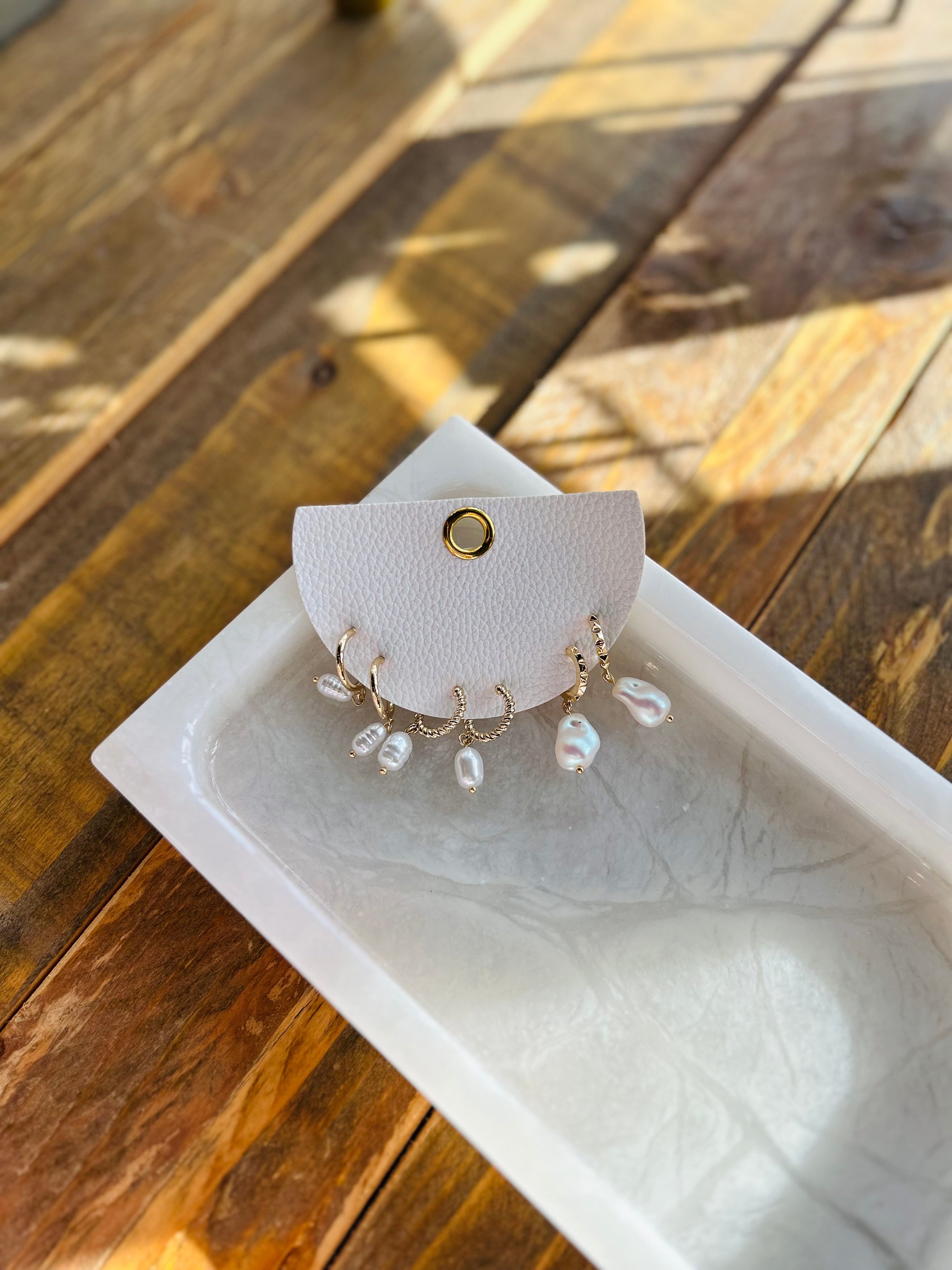 Pearl Charm Hoop Set