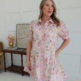 Watercolor Florals Dress - Pink