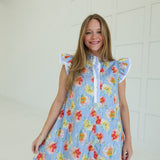 Blissful In Spring Dress - Blue