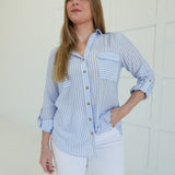 Hamptons Striped Top - Blue