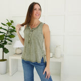 Hip Henley Knit Top - Olive