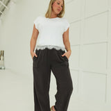 Marna Smocked Pants - Charcoal