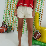 Natalie High Waisted Shorts - Ecru