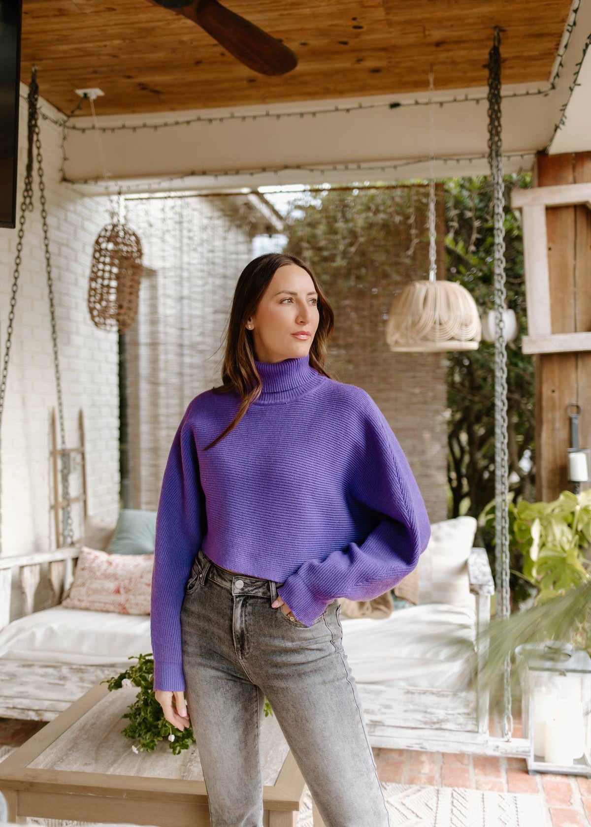 Lisle Sweater Top - Lavender