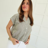 Leeway Pinstripe Top - Ivory