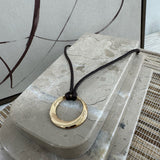 Leather Ring Pendant Necklace