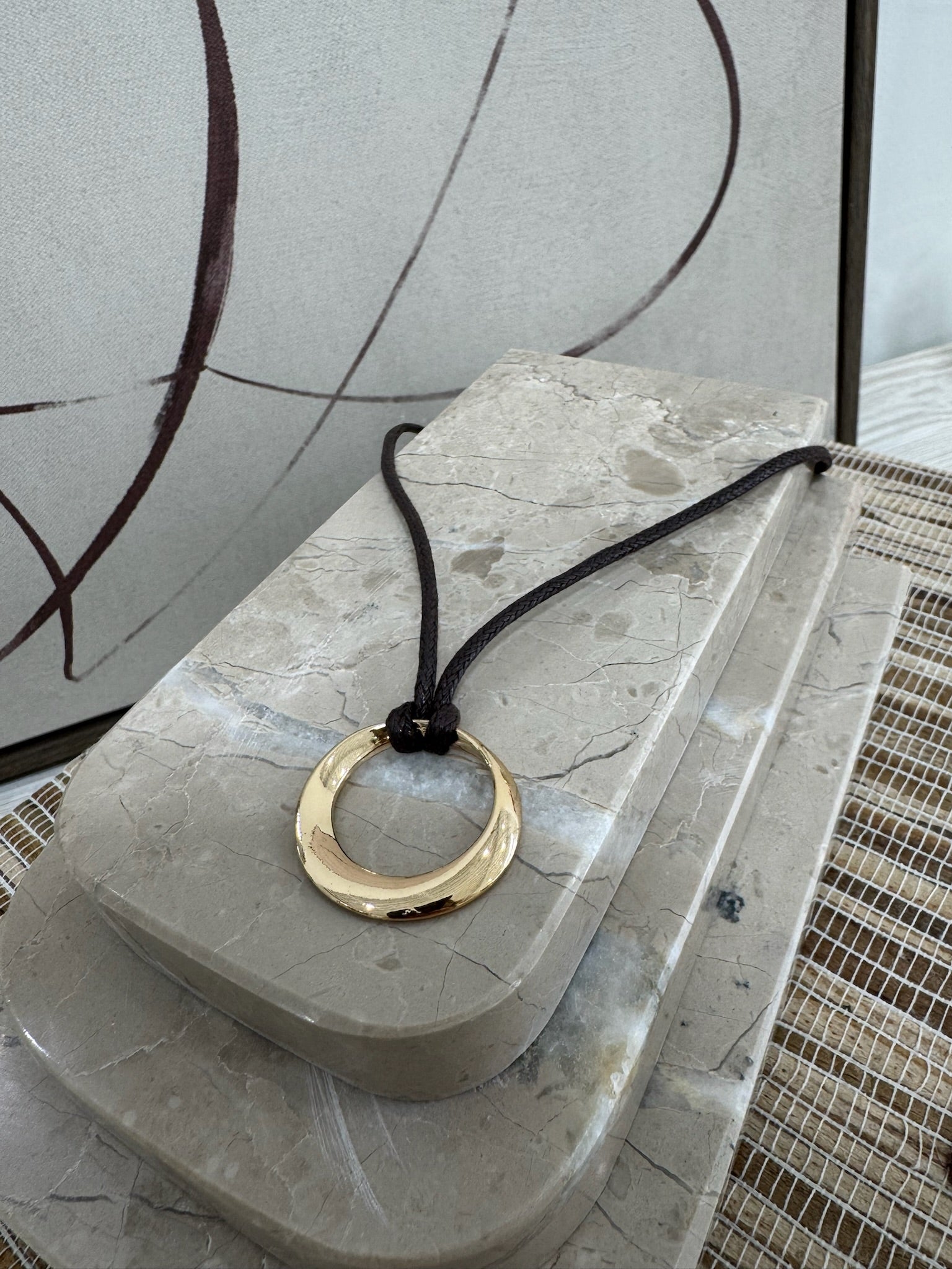 Leather Ring Pendant Necklace