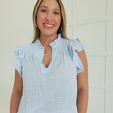 Felina Ruffle Top - Sky