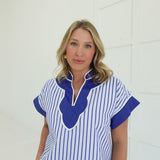 Hemingway Striped Top - Lt Blue