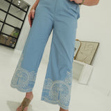 Willow Embroidered Pants - Denim