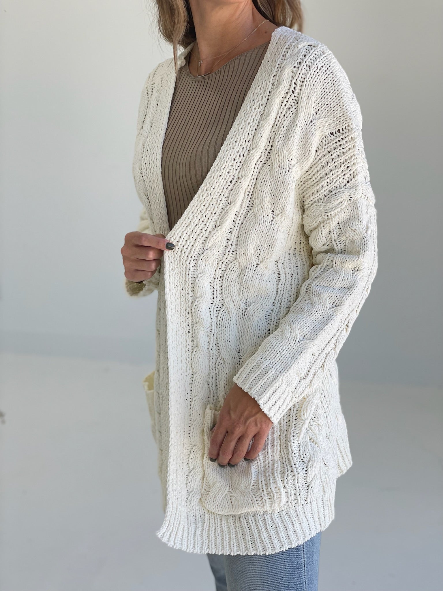 Coziest Chenille Cardigan - Ivory