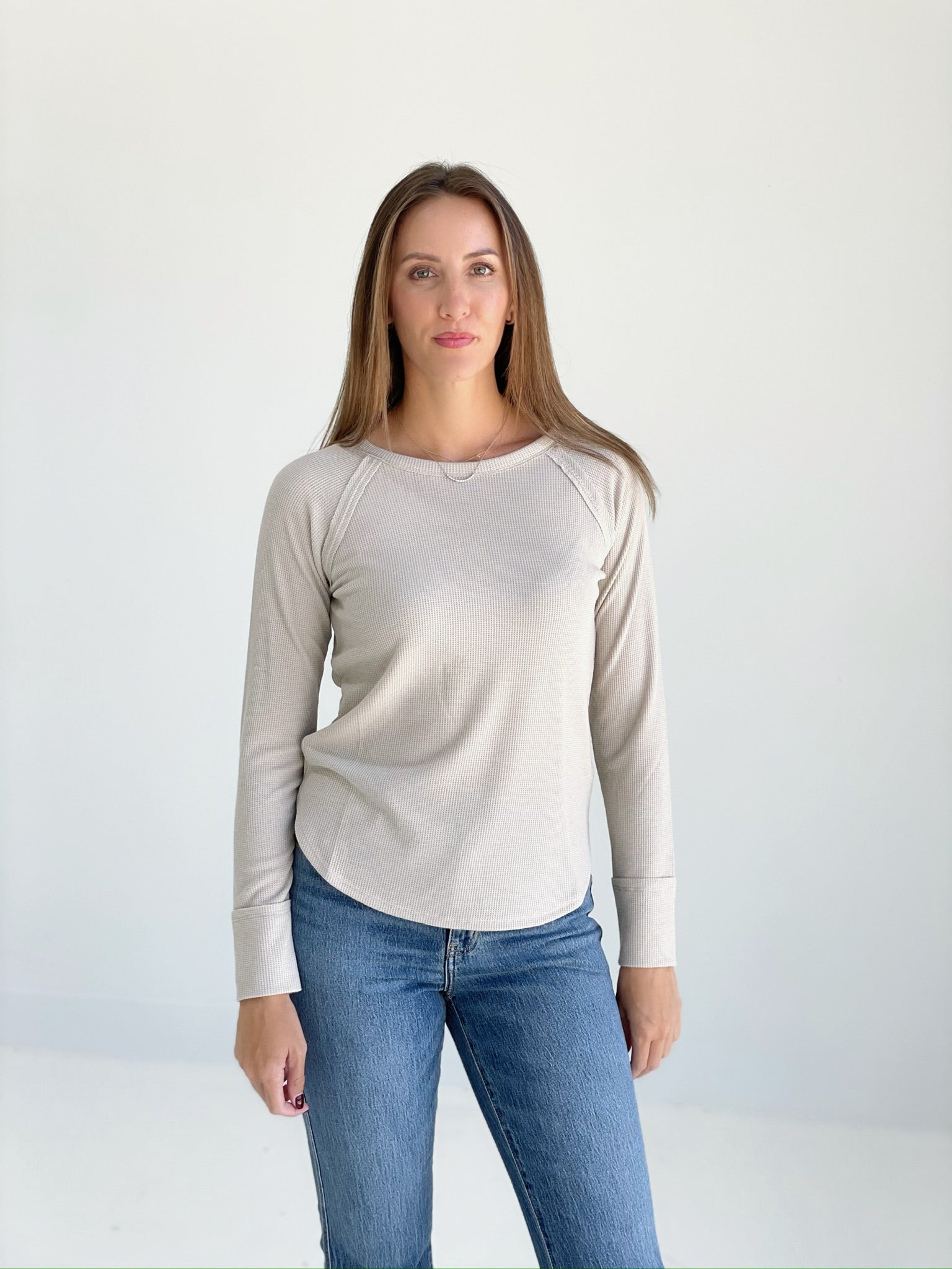 WOFFle Long Sleeve Top - Sand Beige