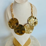 Bold Hammered Disc Necklace